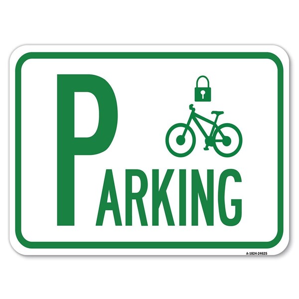 Signmission Parking With Cycle and LockHeavy-Gauge Aluminum Rust Proof Parking Sign, 18" x 24", A-1824-24625 A-1824-24625 - main